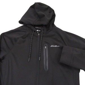 Eddie Bauer Mens Performance Hoodie L Black Freedry Full Zip Stretch